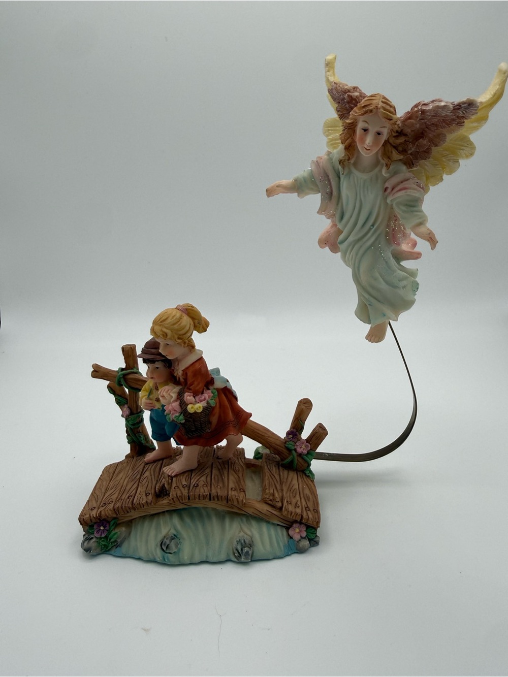 Guardian Angel & Children Resin Figurine - Pastel Decorative Home Art